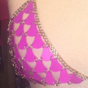 Body Jewelry pink chain bikini top